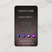 Leren zwart -Social Media QR Code Visitekaartje (Voorkant)