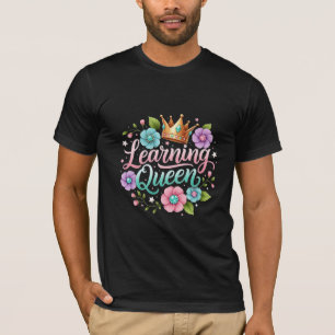 Lerende Koningin Bloemenkroon Illustratie T-shirt