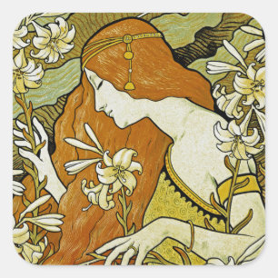 L'Ermitage Art Nouveau Floral Vierkante Sticker