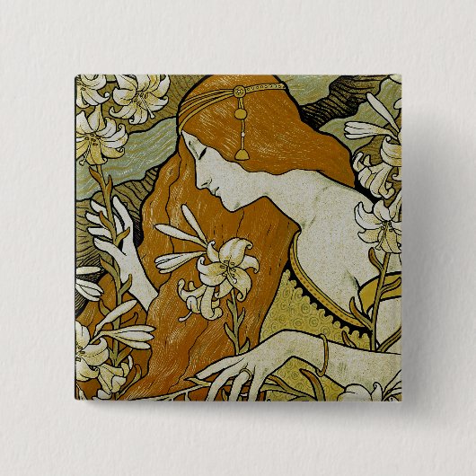 L'Ermitage Art Nouveau Vierkante Button 5,1 Cm (Voorkant)