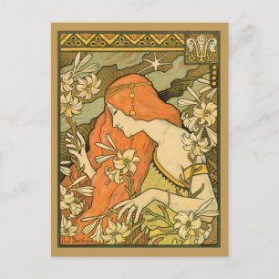 L'Ermitage Franse Nieuwe Vrouw in bloemenveld Briefkaart
