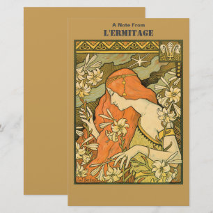 L'Ermitage Franse Nouveau Vrouw op Veld van Bloem Briefpapier