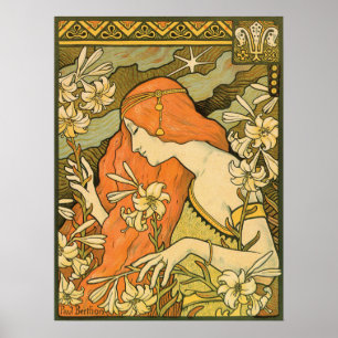 L'Ermitage Franse Nouveau Vrouw op Veld van Bloem Poster