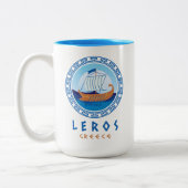Leros, Griekenland Grieks scheepsontwerp Tweekleurige Koffiemok (Links)