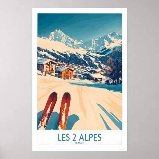 Les 2 Alpes Ski-posterprint 1 Poster (Voorkant)