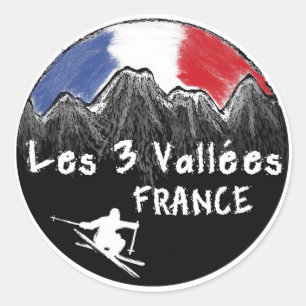 Les 3 Vallées France skiër Ronde Sticker