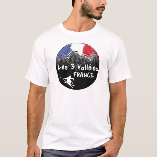 Les 3 Vallées France skier T-shirt (Voorkant)