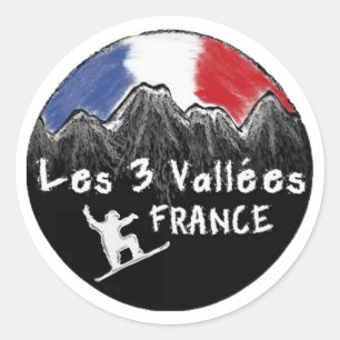 Les 3 Vallees France snowboarder sticker
