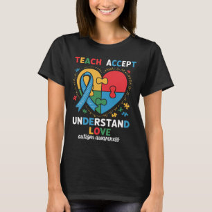 Les Aanvaard Begrijp Liefde Leraar Hart Autisme  T-shirt