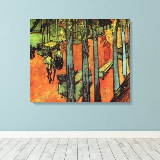 Les Alyscamps, Autumn Leaves van Vincent van Gogh Canvas Afdruk (Insitu (Houten vloer))