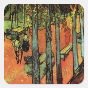 Les Alyscamps, Autumn Leaves van Vincent van Gogh Vierkante Sticker