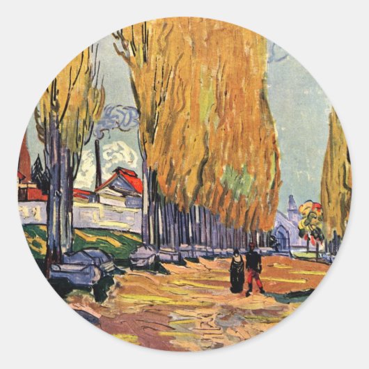 Les Alyscamps (begraafplaats) van Vincent van Gogh Ronde Sticker (Voorkant)