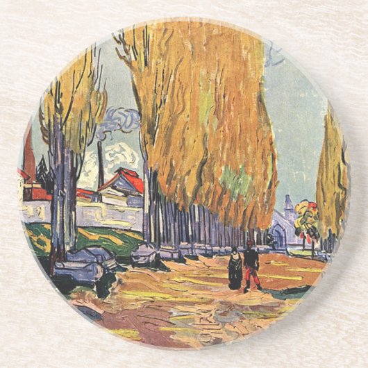 Les Alyscamps van Van Gogh. Autumn landschap Zandsteen Onderzetter (Voorkant)