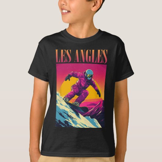 Les Angles France Retro Snowboard T-shirt (Voorkant)
