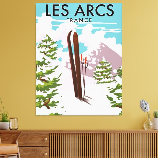 Les Arcs France reisski Canvas Afdruk (Insitu (Woonkamer))