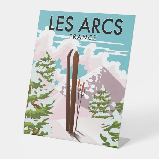 Les Arcs France reisski Reclamebord Met Voetstuk (Voorkant)