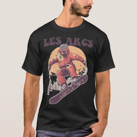 Les Arcs France Retro Snowboard T-shirt (Voorkant)