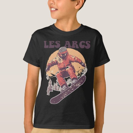 Les Arcs France Retro Snowboard T-shirt (Voorkant)