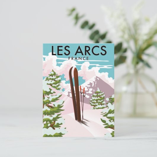 Les Arcs Frankrijk reizen ski Briefkaart (Staand voorkant)