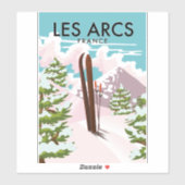 Les Arcs Frankrijk reizen ski Sticker (Vel)