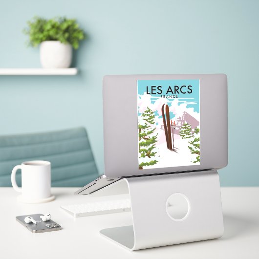 Les Arcs Frankrijk reizen ski Sticker (Laptop op bureau)