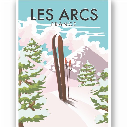 Les Arcs Frankrijk reizen skiën Sticker (Voorkant)