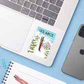 Les Arcs Frankrijk reizen skiën Sticker (Laptop met iPhone)