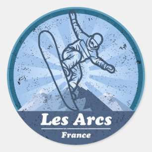 Les Arcs Ski Resort - Snowboard Ronde Sticker