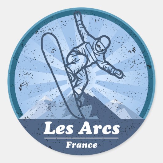 Les Arcs Ski Resort - Snowboard Ronde Sticker (Voorkant)