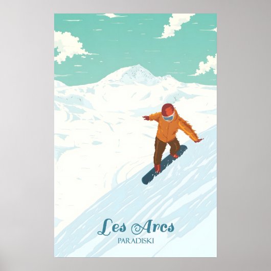 Les Arcs Snowboarden Reisposter Poster (Voorkant)