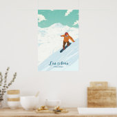 Les Arcs Snowboarden Reisposter Poster (Keuken)