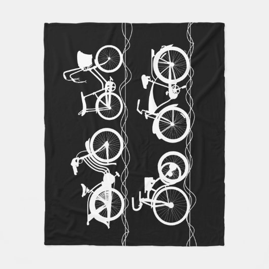 Les Bicyclettes White Fleece Blanket (Voorkant)