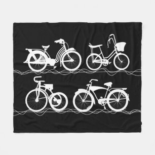 Les Bicyclettes White Fleece Blanket Deken