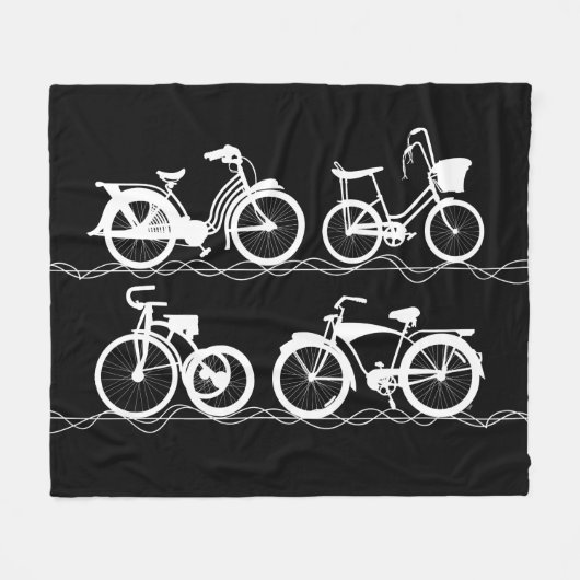 Les Bicyclettes White Fleece Blanket Deken (Voorkant (Horizontaal))