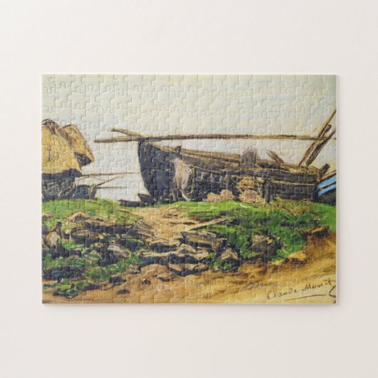 Les Caloges & Boats in Etretat Monet Fine Art Legpuzzel (Horizontaal)