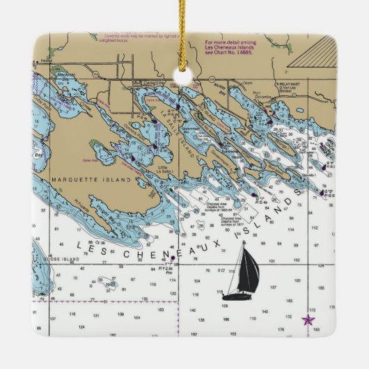 Les Cheneaux Islands MI Chart Keramisch Ornament (Achterkant)