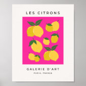 Les Citrons 02 Retro Lemon Hot Pink Poster (Voorkant)
