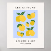 Les Citrons 03 Retro citroen blauw en geel Poster (Voorkant)