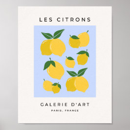 Les Citrons 03 Retro citroen blauw en geel Poster