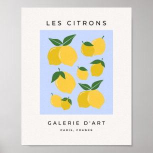 Les Citrons 03 Retro citroen blauw en geel Poster
