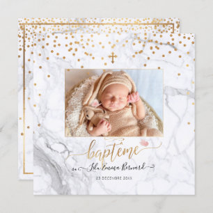 Les confettis d'or Faire-part de Baptême Kaart