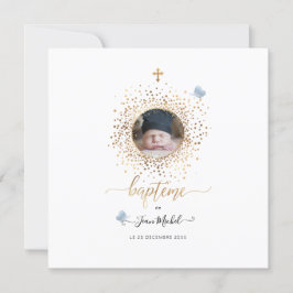 Les Confettis d'or Faire-part de Baptême Kaart