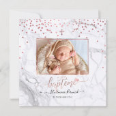 Les confettis d'or roos Faire-part de Baptême Kaart (Voorkant)