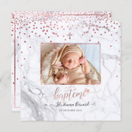 Les confettis d'or roos Faire-part de Baptême Kaart