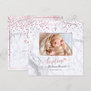 Les confettis d'or roos Faire-part de Baptême Kaart