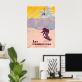 Les Contamines Montjoie Sneeuwboarden Reisposter Poster (Thuiskantoor)