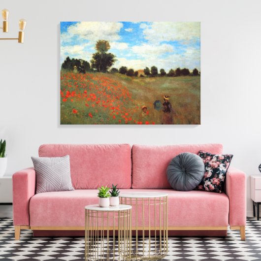 Les Coquelicots van Claude Monet Canvas Afdruk (Insitu (Woonkamer))