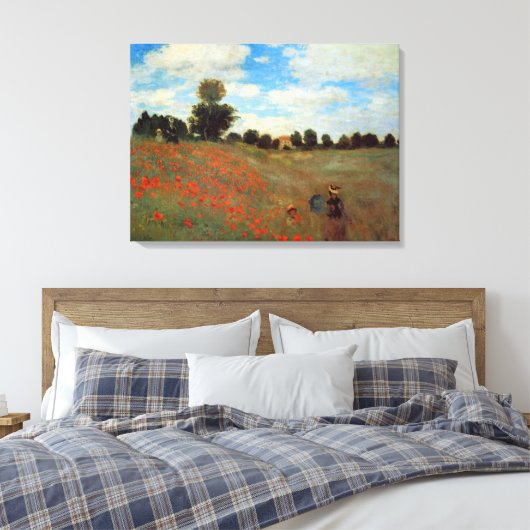 Les Coquelicots van Claude Monet Canvas Afdruk (Insitu (Slaapkamer))