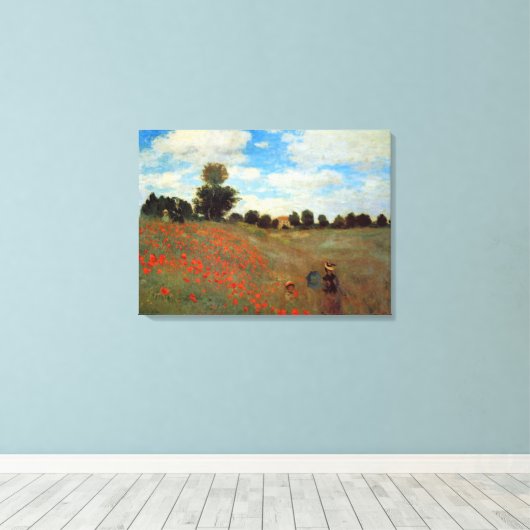 Les Coquelicots van Claude Monet Canvas Afdruk (Insitu (Houten vloer))
