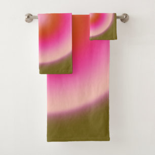 Les Couleurs 05 Gradient Olijf en Roze Aura Bad Handdoek
